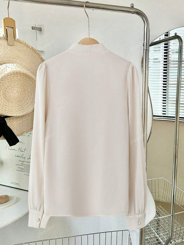Women's V-Neck Blouse, Elegant, Dignified, Gentle And Versatile For Commuting