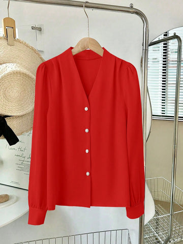 Women's V-Neck Elegant, Dignified, Gentle And Versatile Blouse