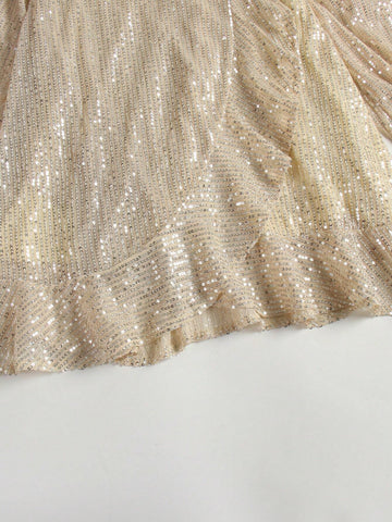 Women's V-Neck Glitter & Ruffle Trim Decorated Fashion Dress