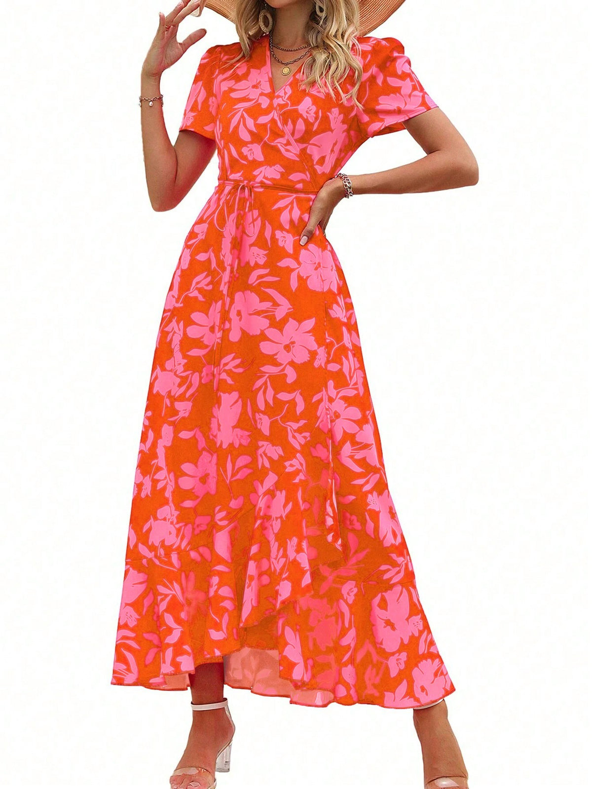 Women's V-Neck Printed Casual Fashion Dress