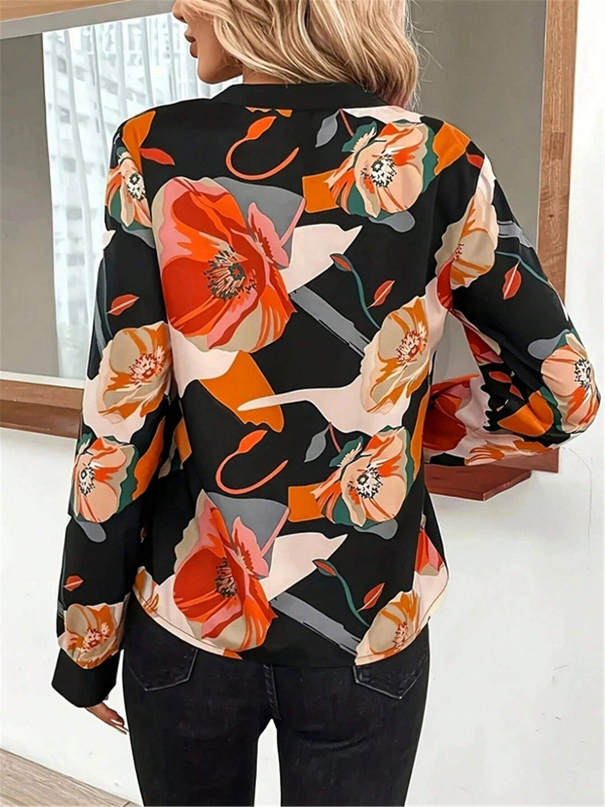 Women's V-Neck Random Print Shirt
