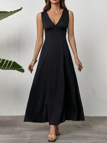 Women's V-Neck Sleeveless Dress