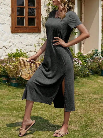 Women's V-Neck Split Hem Dress