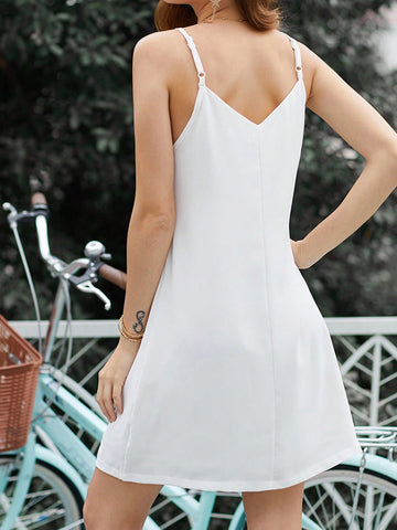 Women's V-Neckline Breasted Adjustable Slip Dress