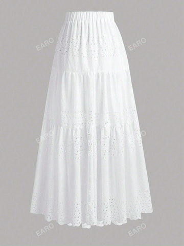 FRIFUL Fold Pleated Detail Flare Skirt