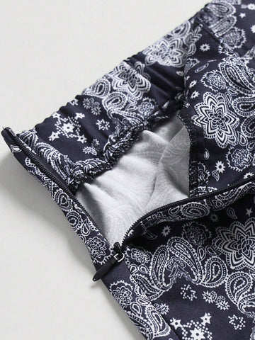 Women's Vintage Printed Midi Skirt