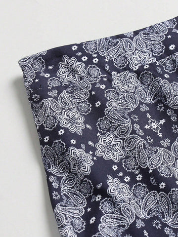 Women's Vintage Printed Midi Skirt