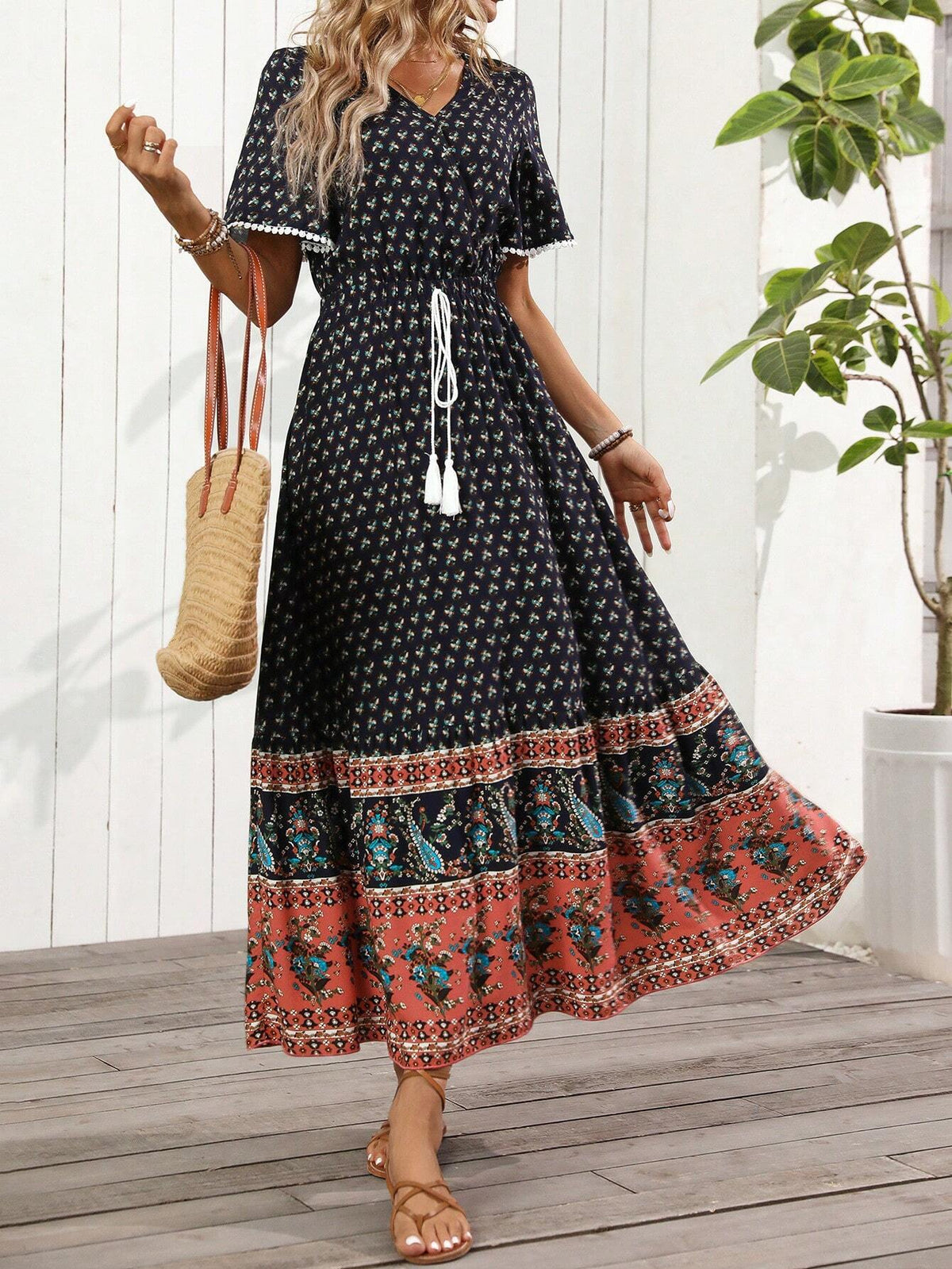 Women's Vintage Style Printed Simple Daily Dress