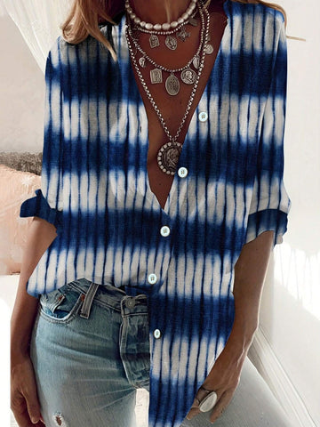 Women's Western Retro Printed Fashion Slim Long-Sleeved Shirt