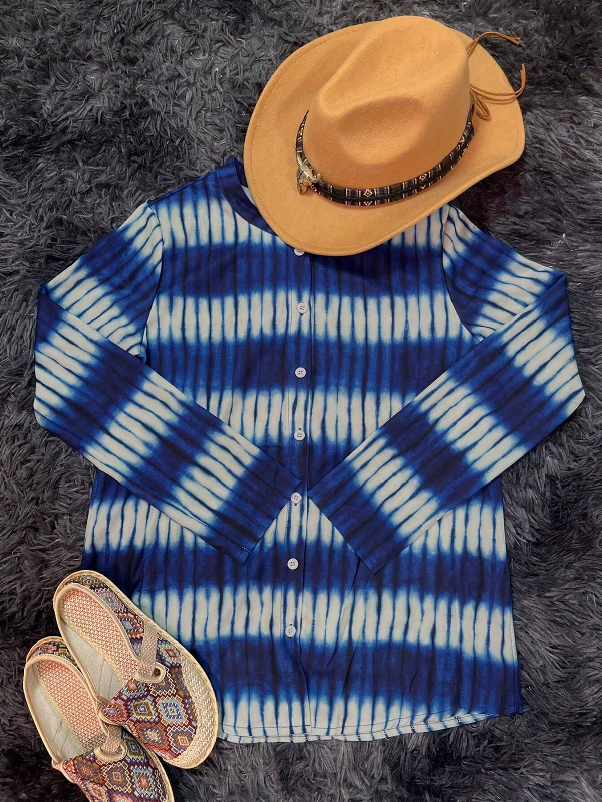 Women's Western Retro Printed Fashion Slim Long-Sleeved Shirt