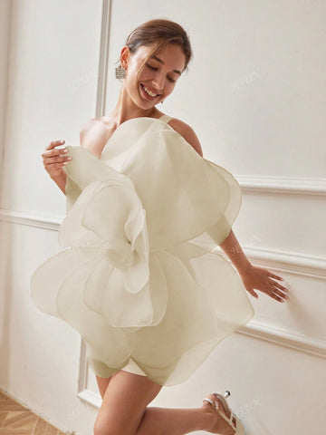 Women Summer 3D Rose Floral Elegant Evening Dress, Avant-Garde Style