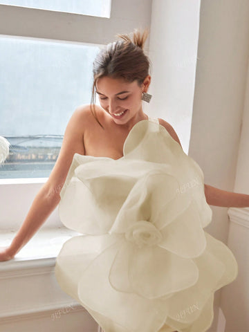 Women Summer 3D Rose Floral Elegant Evening Dress, Avant-Garde Style