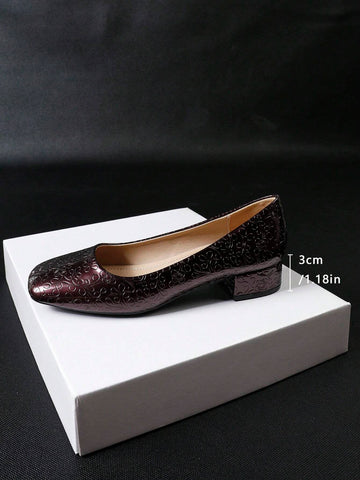 Women's Wide Width Block Heel Slip-On Loafers, Square Toe Soft Sole Comfortable Casual Shoes For All Seasons