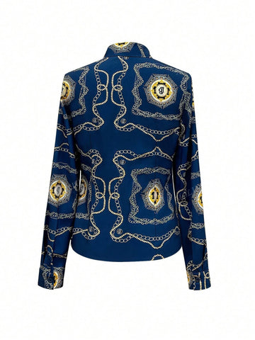 Women's Y2K Snake Skin Print Long Sleeve Fitted Shirt, Spring/Summer