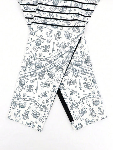 EZwear Graphic Print Biker Shorts