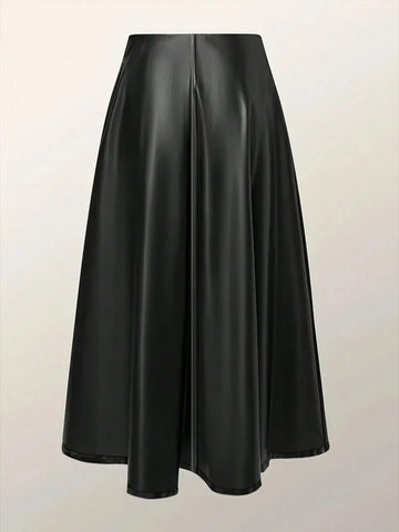XMDFS Elegant French Style High-Waist Solid Color A-Line Skirt, Fashionable For Spring/Summer/Autumn, Suitable For Party, Commute, Women