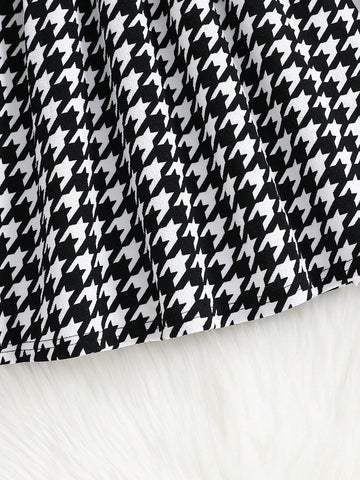 Young Girl All-Match Plaid Print Mock Neck Dress Without Belt, Fall, Winter, Preppy, Back To School, Casual And Versatile,