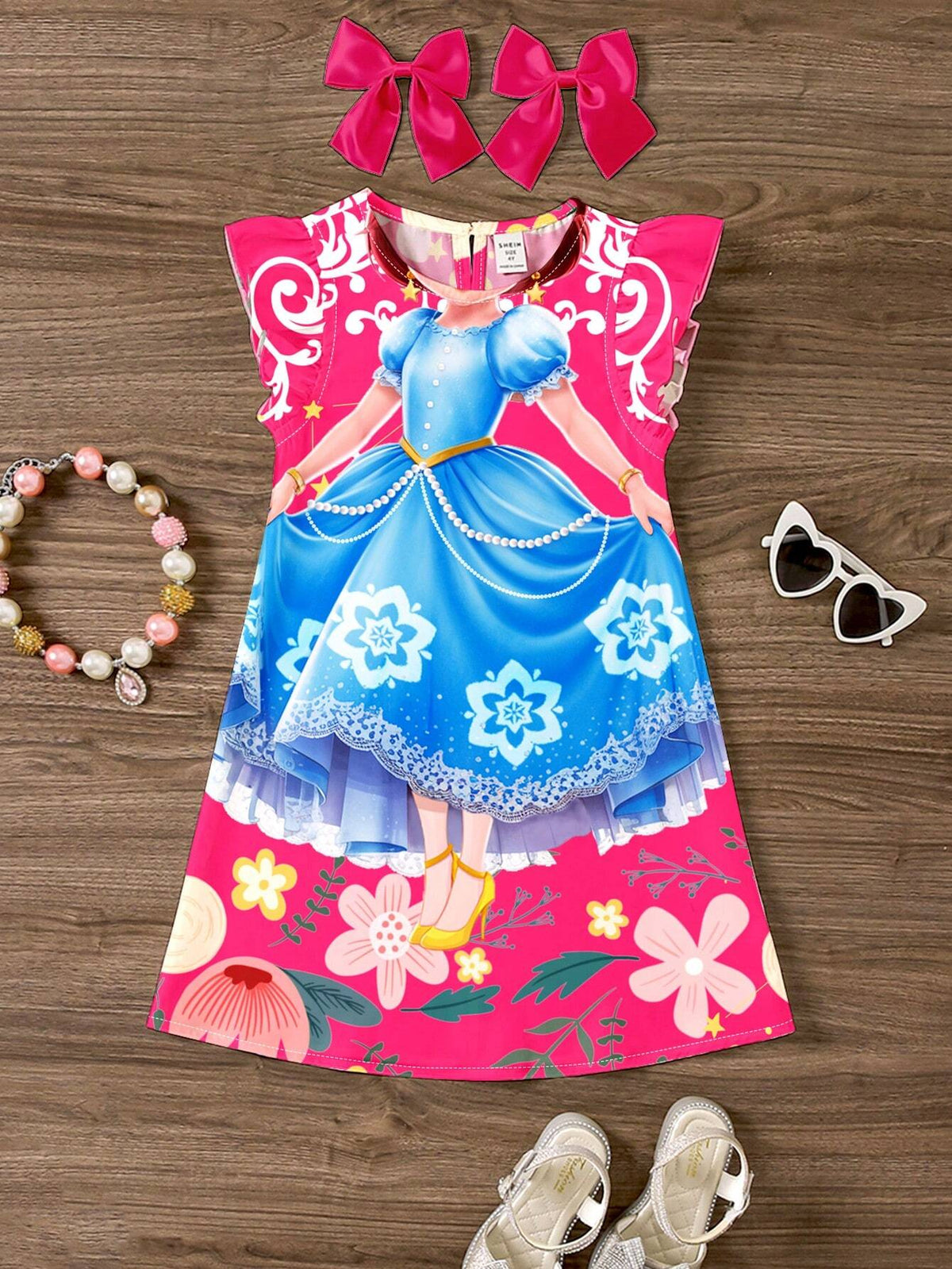 Young Boy Casual Simple Lovely Princess Pattern Ruffle Edge Dress Suitable For Summer