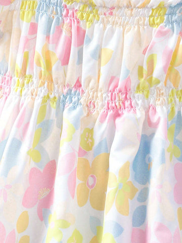 Young Girl 1pc Casual Loose Elegant Sweet Floral Printed Dress, Perfect For Holidays, Travel And Beach In Summer