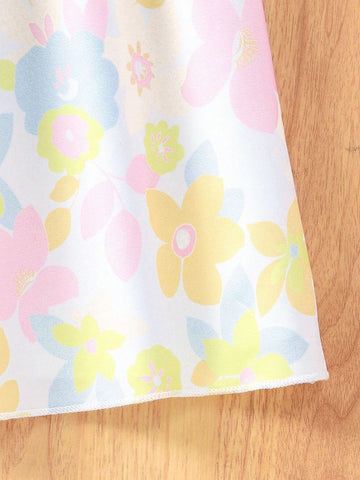 Young Girl 1pc Casual Loose Elegant Sweet Floral Printed Dress, Perfect For Holidays, Travel And Beach In Summer