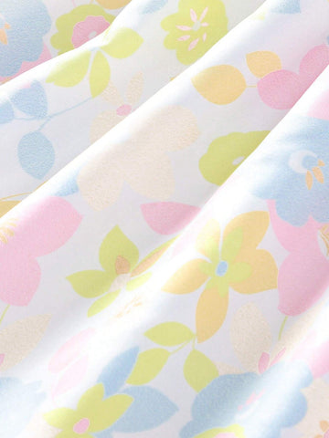 Young Girl 1pc Casual Loose Elegant Sweet Floral Printed Dress, Perfect For Holidays, Travel And Beach In Summer