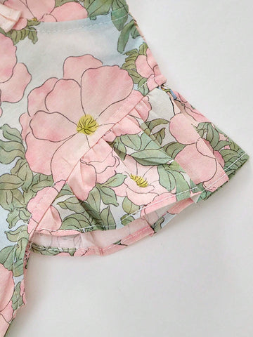 Young Girl 1pc Chinese Retro Style Cotton Printed Retro Cheongsam Dress With Soft Skin-Friendly Fabric, Cap Sleeved, For Little Girl Casual Holidays, Children's Day, Spring & Summer