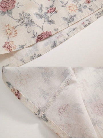 Young Girl 1pc Sweet French Style Floral Doll Shirt Top For Spring