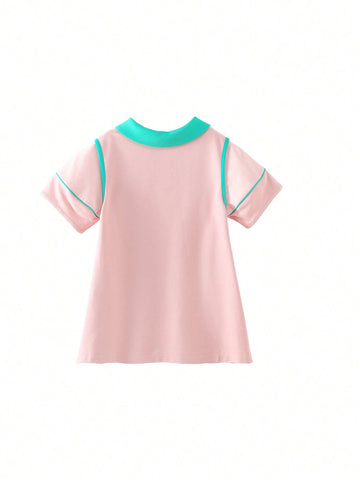 Young Girl 2024 New Summer Casual Fashionable Polo Collar Dress
