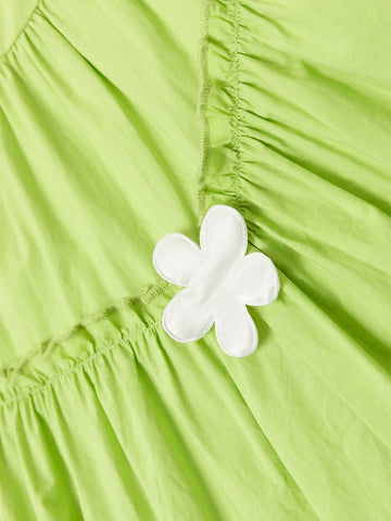 Young Girl 2024 New Summer Sleeveless Dress With Floral Decoration