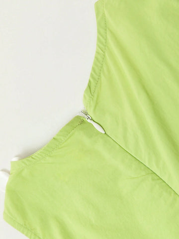 Young Girl 2024 New Summer Sleeveless Dress With Floral Decoration