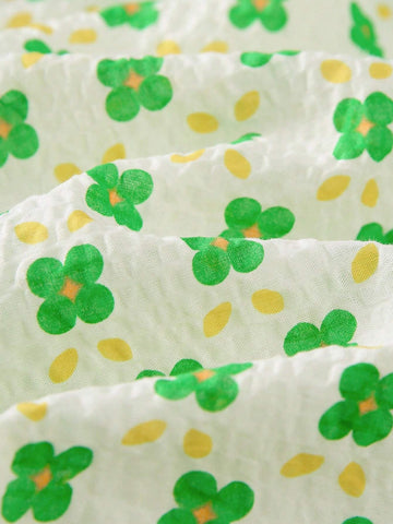 Young Girl 2024 Spring New Fresh & Cute Floral Print Long Sleeve Dress