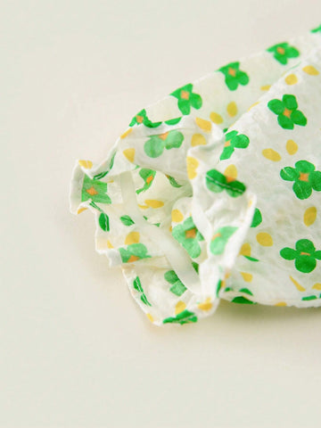 Young Girl 2024 Spring New Fresh & Cute Floral Print Long Sleeve Dress