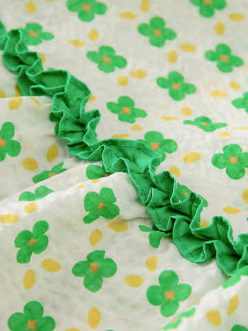 Young Girl 2024 Spring New Fresh & Cute Floral Print Long Sleeve Dress