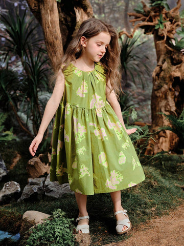 Young Girl 2024 Summer New Vintage Artistic Sleeveless Dress