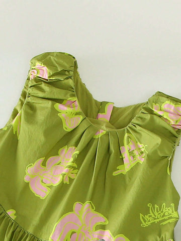 Young Girl 2024 Summer New Vintage Artistic Sleeveless Dress