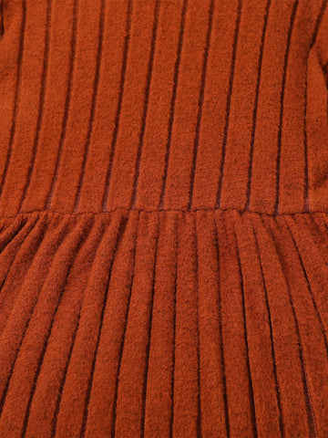 Young Girl 2pcs/Set Round Neck Solid Color Sweater Dress & Elastic Waist Pants Outfit