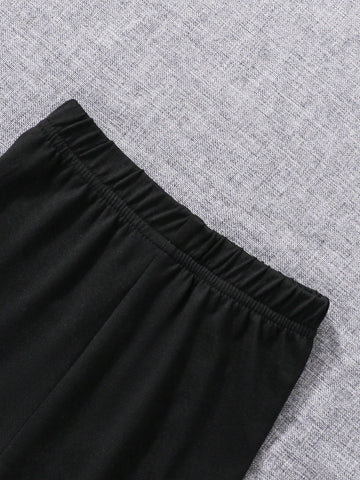 Young Girl 2pcs/Set Ruffle Trim Colorful Leopard Print Top & Leggings Outfit, Autumn/Winter