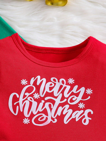 Young Girl 2pcs Christmas Set Elegant Princess Sweet Mesh Dress