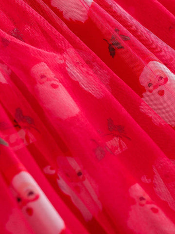 Young Girl 2pcs Christmas Set Elegant Princess Sweet Mesh Dress