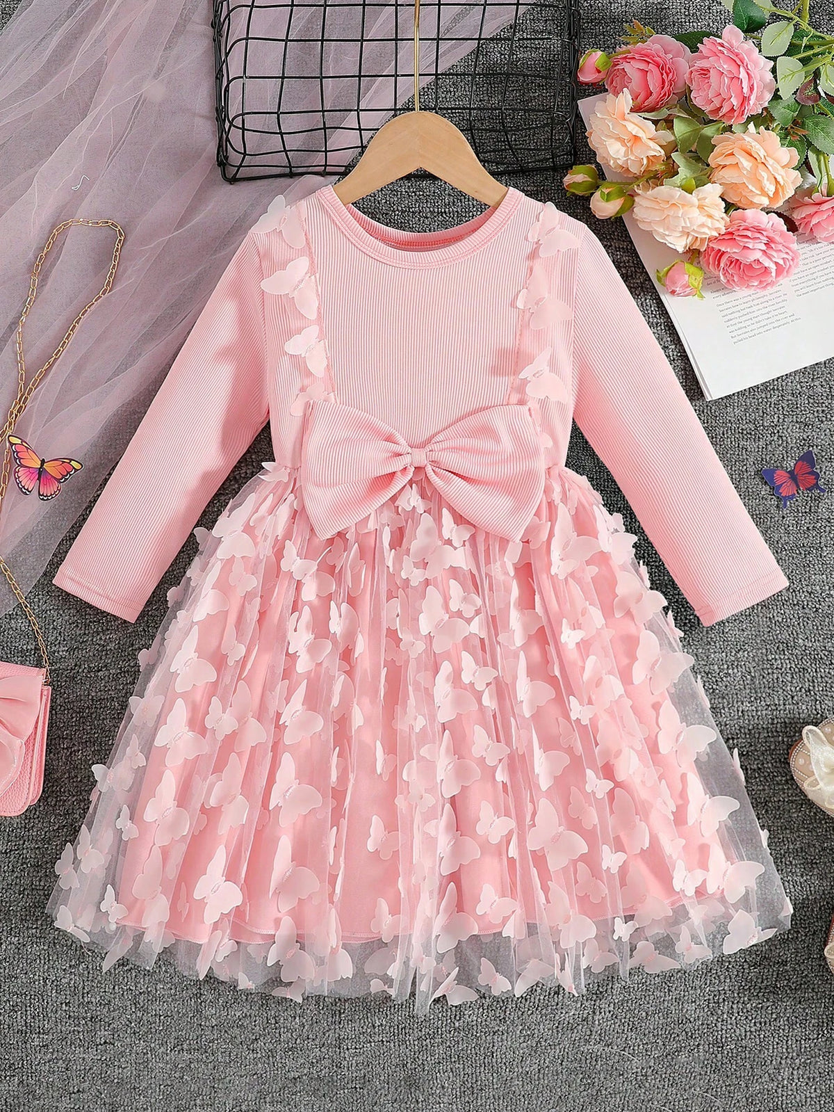 Young Girl 3D Butterfly Tulle Soft Skirt, Cute & Sweet