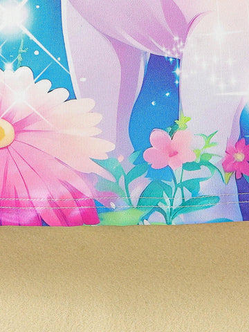 Young Girl 3D Cartoon Unicorn Printed Sleeveless Dress