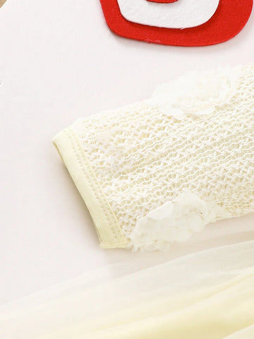 Young Girl 3D Embroidered Fluffy Mesh Decorated Cute Puff Dress