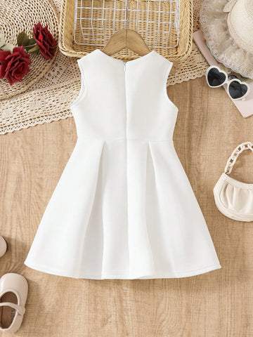 Young Girl 3D Flower Decor Sleeveless Princess Formal Dress