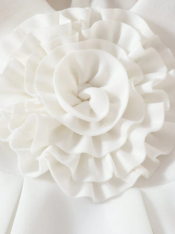 Young Girl 3D Flower Decor Sleeveless Princess Formal Dress