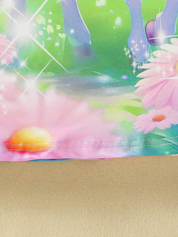 Young Girl 3D Printed Sleeveless Dress With Small Horse Pattern