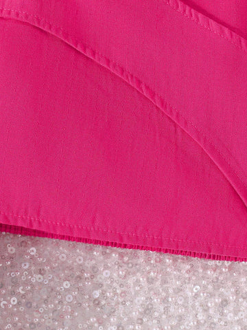 Young Girl 3pcs/Set Fashionable Summer Plain Sleeveless Blazer, Camisole Top & Shorts Outfit