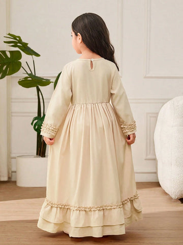 Young Girl A-Line Ruffle Trim & Headband Dress