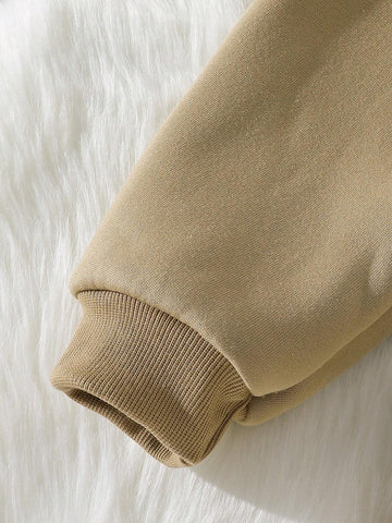 Young Girl Adorable Thickened Jumpsuit With Furry Hoodie Ears, Super Soft Warm And Windproof, Provides Infant-Like Comfort For Outdoor And Family Gatherings In Winter