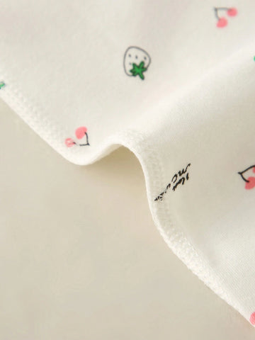 Young Girl All-Over Printed Long Sleeve Top With Contrast Cuff Bow Detail And Pants Sleepwear Set