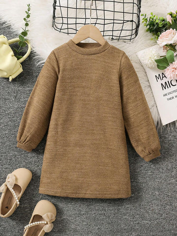 Young Girl And Young Girl Casual Removable Belt Straight Long Sleeve Dress, Suitable For Pairing With Various Jackets, Suitable For Daily Outings, Autumn/Winter